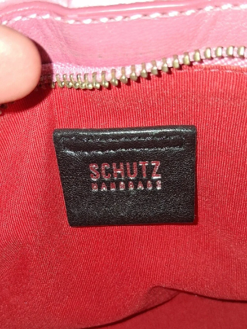 Schutz Pink Leather Pleated Crossbody Bag with Chain Accent